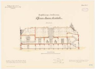 Kaserne des 4. Garderegiments zu Fuß, Berlin-Moabit: Offizier-Speiseanstalt: Längsschnitt 1:100