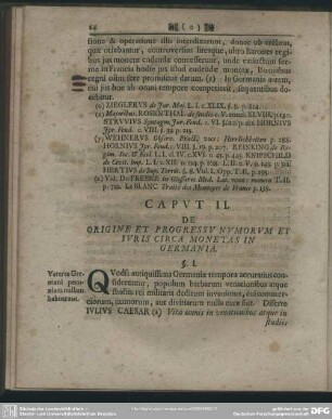 Caput II. De Origine Et Progressu Numorum Et Iuris Circa Monetas In Germania