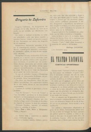 El Teatro Nacional : (Críticas oportunas)