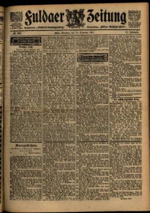 Erste Ausgabe vom Dienstag, den 13. Dezember 1904.