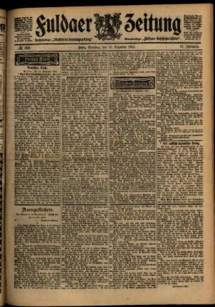 Erste Ausgabe vom Dienstag, den 13. Dezember 1904.