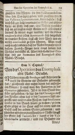 Das X. Capitel. Von der Operation deß Exomphali oder Nabel-Bruchs.