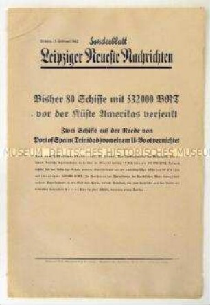 Sonderblatt der "Leipziger Neuesten Nachrichten" zum Kriegsverlauf an der Küste Amerikas
