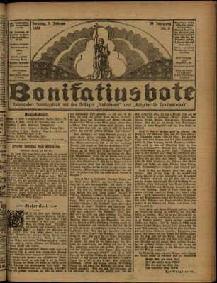Erste Ausgabe vom Sonntag, den 05. Februar 1922.
