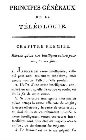 Principes généraux de la téléologie.