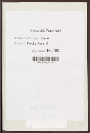 Rechnungsbelege Kirchspiel Freckenhorst
