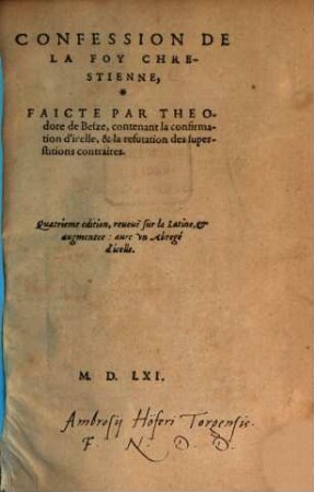 Confession de la foy chretienne