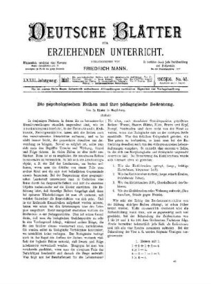Die psychologischen Reihen und ihre pädagogische Bedeutung : (Schluss)