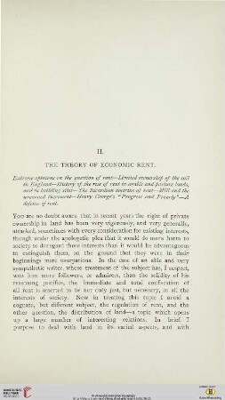 II. The theory of economic rent