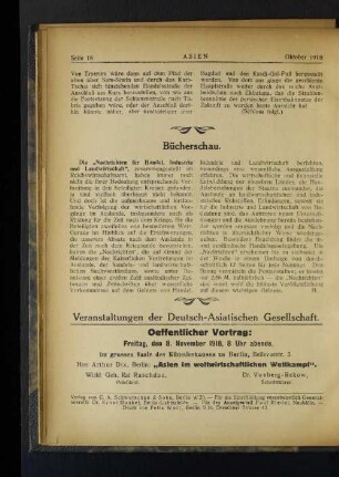 Veranstaltungen der Deutsch-Asiatischen Gesellschaft.