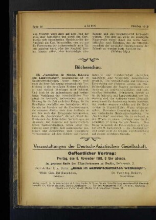 Veranstaltungen der Deutsch-Asiatischen Gesellschaft.