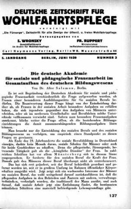 Die deutsche Akademie für soziale und pädagogische Frauenarbeit im Gesamtaufbau des deutschen Bildungswesens