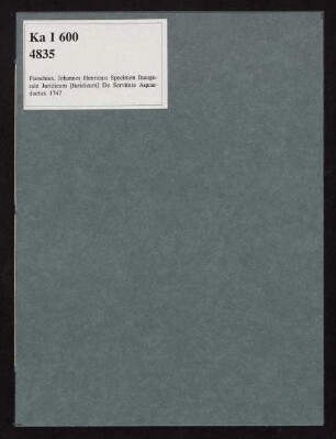 Specimen Inaugurale Juridicum De Servitute Aquaeductus
