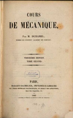 Cours de mécanique, 2