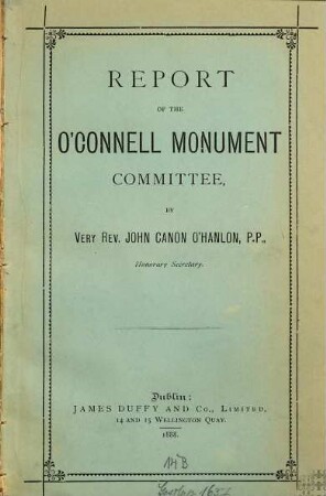 Report of the O'Connell Monument Committee