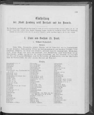 Eintheilung der Stadt Hamburg nebst Vorstadt und der Vororte.
