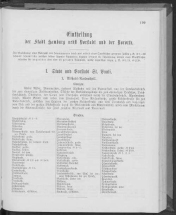 Eintheilung der Stadt Hamburg nebst Vorstadt und der Vororte.