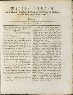 Mittheilungen. Nro. 49. December 1822.