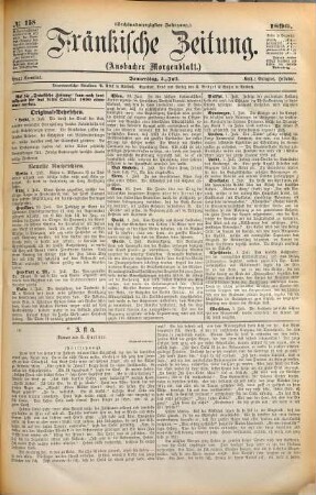 Fränkische Zeitung : Fränkische Tageszeitung ; amtliches Organ der NSDAP ; Amtsblatt aller Behörden, 1890,7/9 = Jg. 46