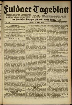 Ausgabe vom Freitag, den 09. Juli 1920.