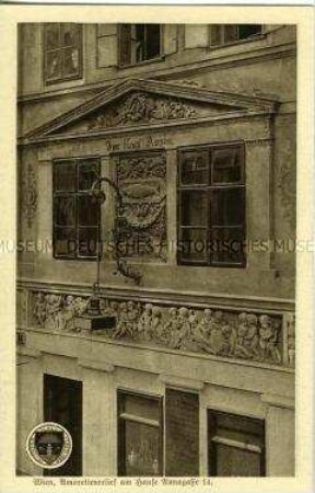 Detail eines Wohnhauses in Wien, Postkarte des Deutschen Schulvereins Nr.355