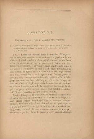 Capitolo I. Decadenza politica e morale dell'impero
