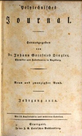 Polytechnisches Journal. 29. 1828