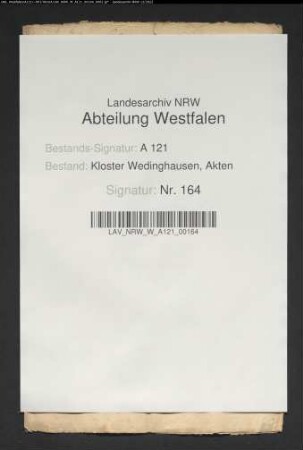 Kloster Wedinghausen an den Oberforstmeister des Herzogtums Westfalen wegen der Schweinemast des Schulten zu Uentrop (Konzept).