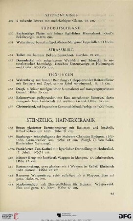 Steinzeug, Kafnerkeramik (Nr. 438-462)