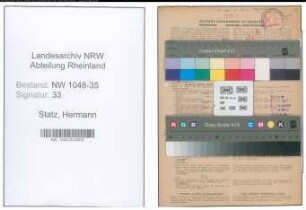 Entnazifizierung Hermann Statz , geb. 13.11.1900 (Kaufmann)
