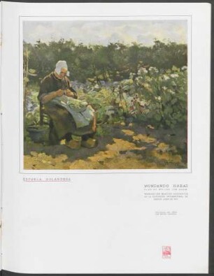 Escuela holandesa - Mondando habas : Óleo de Weijns Jan Harm, premiado con mención honorífica en la Exposición Internacional de Buenos Aires de 1910, propiedad del señor José Méndez Casariego