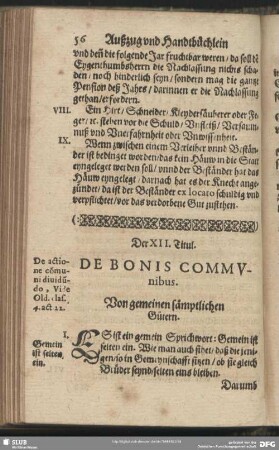 Der XII. Titul. Von gemeinen sämptlichen Gütern