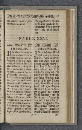 Fable XXVI. Les mulets et les voleurs. Die Maul=Esel und die Räuber.
