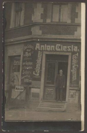 Ansichtskarte Kolonialwarengeschäft an der Dresdener Straße