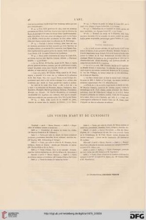 Les ventes d'art et de curiosité