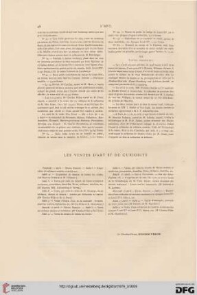 Les ventes d'art et de curiosité