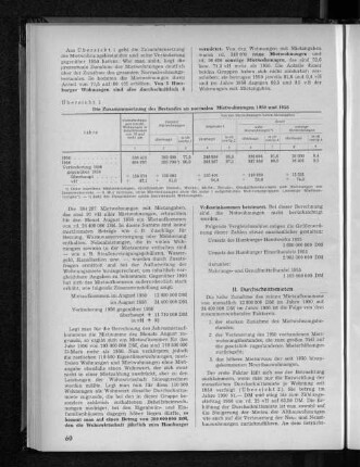 Übersicht 1: Die Zusammensetzung des Bestandes an normalen Mietwohnungen 1950 und 1956
