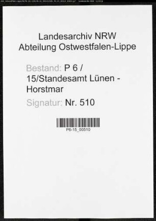 Sterberegister Standesamt Lünen-Horstmar