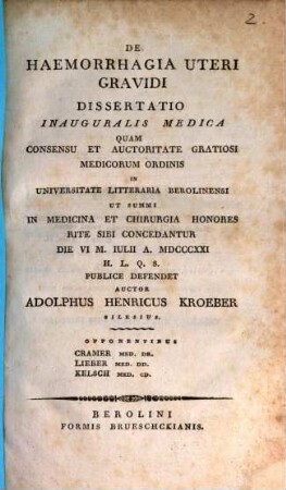 De haemorrhagia uteri gravidi : diss. inaug. med.
