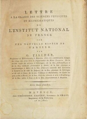 Lettre à la classe des sciences physiques et mathèmatiques de l'Institut national de France sur une nouvelle espèce de Tarsier