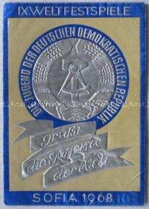 Abziehbild zu den IX. Weltfestspielen 1968 in Sofia