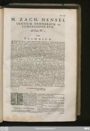 M. Zach. hensel Gentium Desiderium ex Confessione Evae, ad Gen. IV:1.