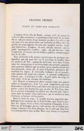 Chapitre premier: Turin au tems des Romains