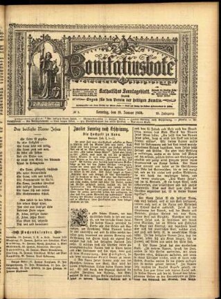 Erste Ausgabe vom Sonntag, den 19. Januar 1908.