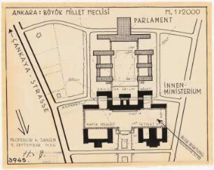 Gesamtbebauungsplan Ankara Teilbebauungsplan Regierungsviertel: Lageplan 1:2000 Parlament und Innenministerium