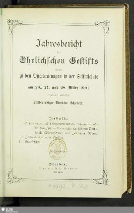 1901: Jahresbericht des Ehrlichschen Gestifts : auf das Schuljahr ...