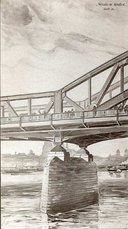 Fischer, Theodor; Köln; Rheinbrücke - Brückenpfeiler im Wasser (Teilansicht)