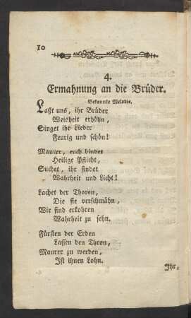 4. Ermahnung an die Brüder. Bekannte Melodie.