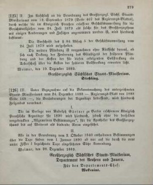 126. Ministerial-Bekanntmachung, die Arzneitaxe für 1890 betreffend
