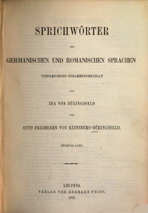 Sprichwörter der germanischen und romanischen Sprachen, 2.